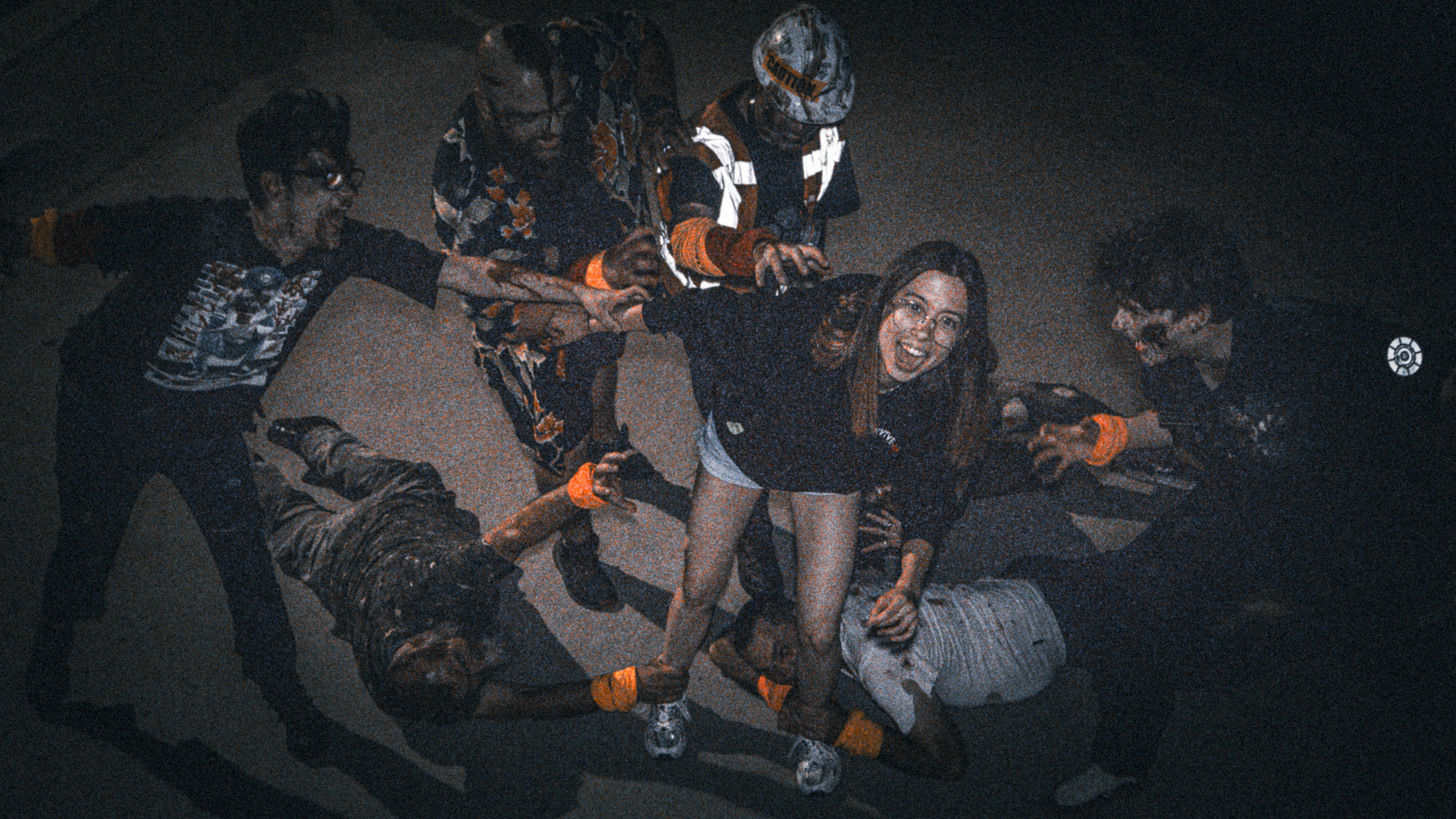 Survivor surrounded by the horde